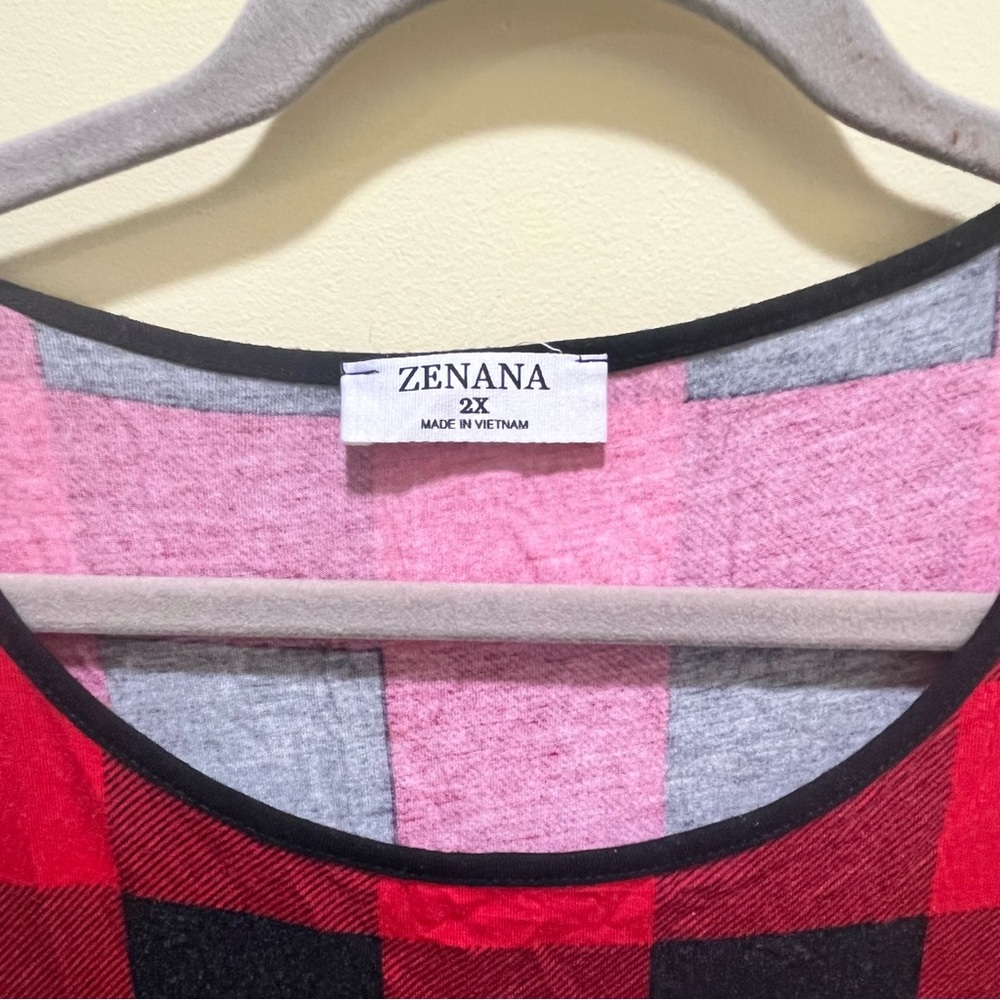 Zenana Buffalo Plaid Long Sleeve Top Size 2X - Picture 4 of 5